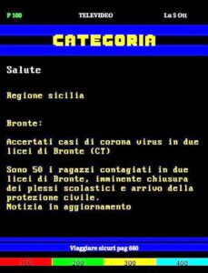 Coronavirus Bronte Televideo
