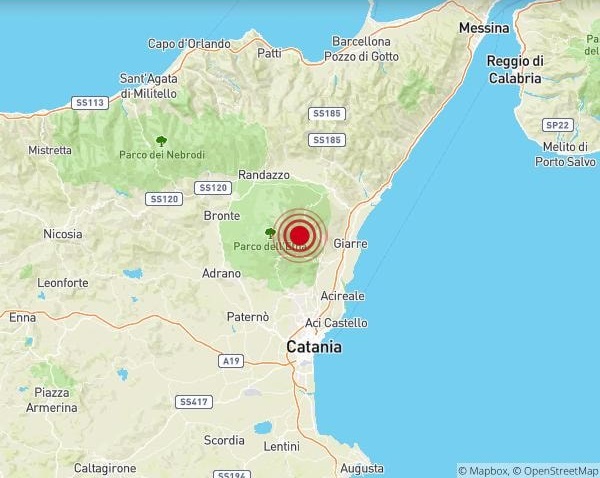 Terremoto Catania e provincia