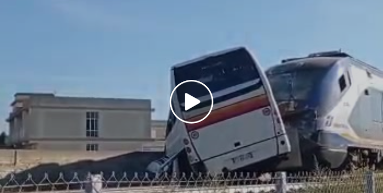 Vittoria treno autobus incidente video