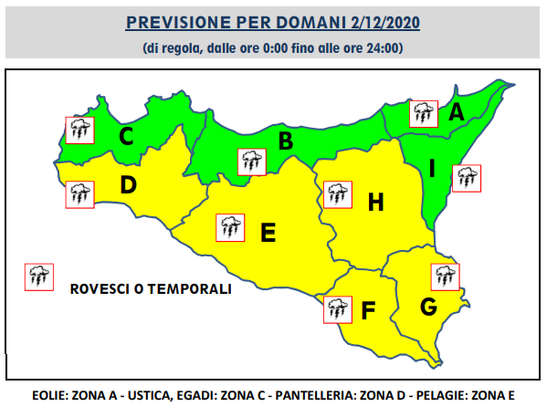meteo sicilia allerta gialla domani