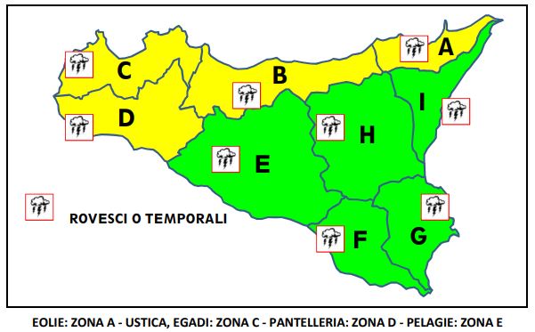 Allerta gialla meteo Sicilia 27 dicembre