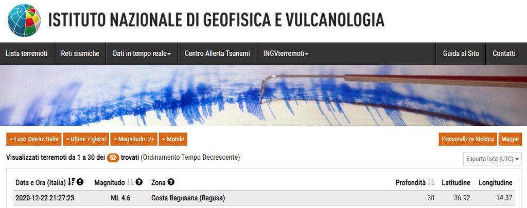 Terremoto Ragusa Sicilia rettifica