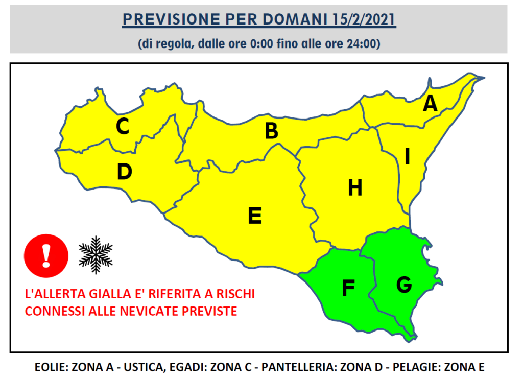 meteo sicilia allerta gialla domani neve