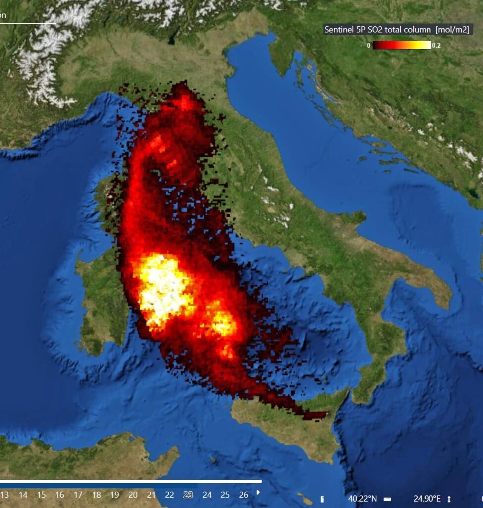 Etna cenere roma