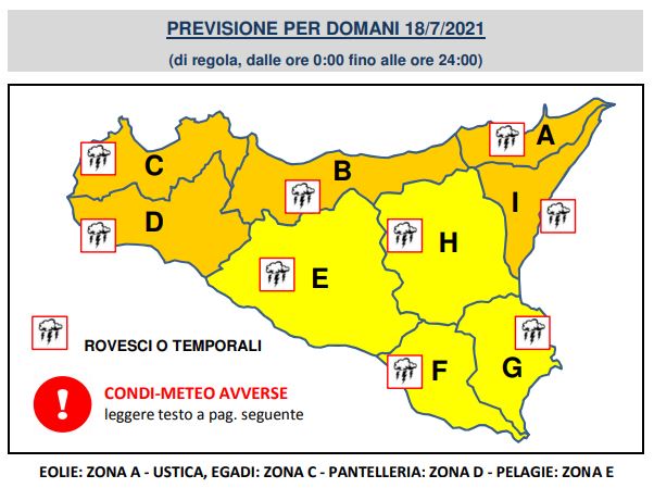 allerta arancione sicilia 18 luglio