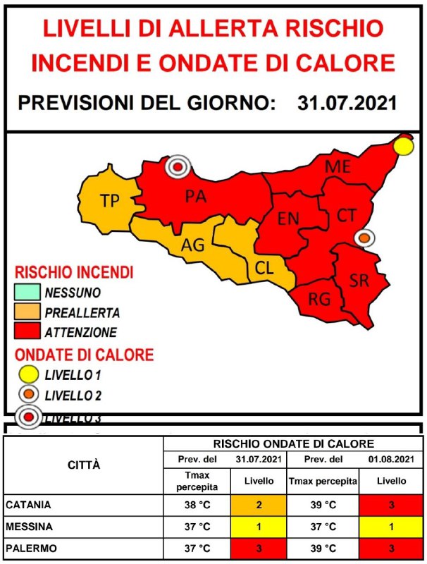 allerta rossa sicilia 31 luglio