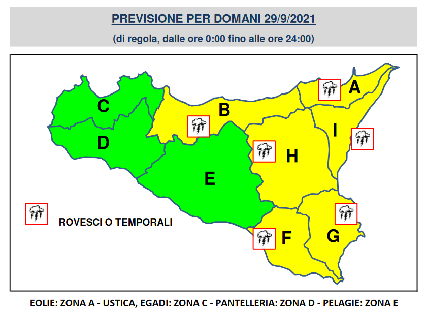 allerta gialla meteo sicilia 29 settembre