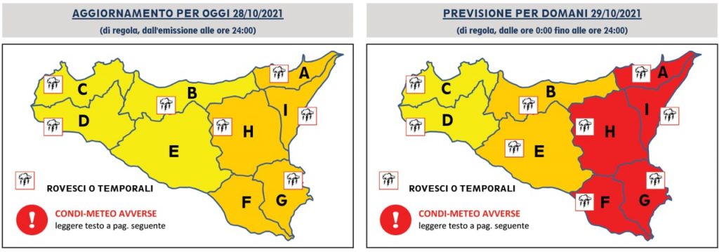 meteo sicilia allerta rossa 29 ottobre