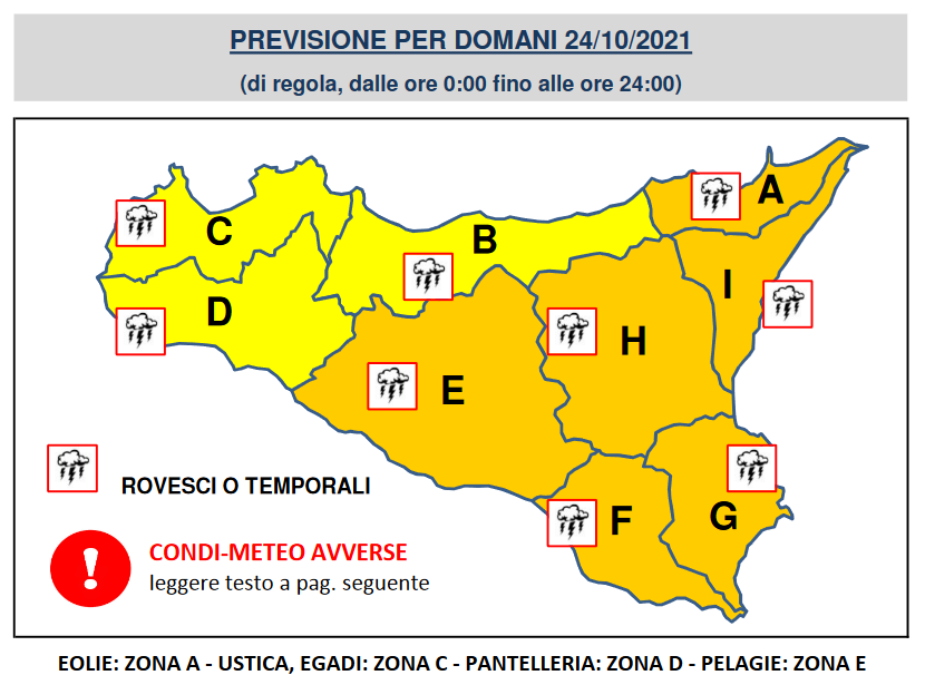 sicilia allerta arancione 24 ottobre