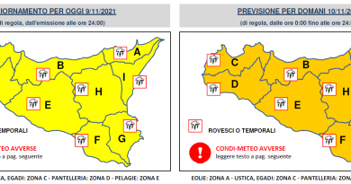 allerta arancione sicilia 10 novembre