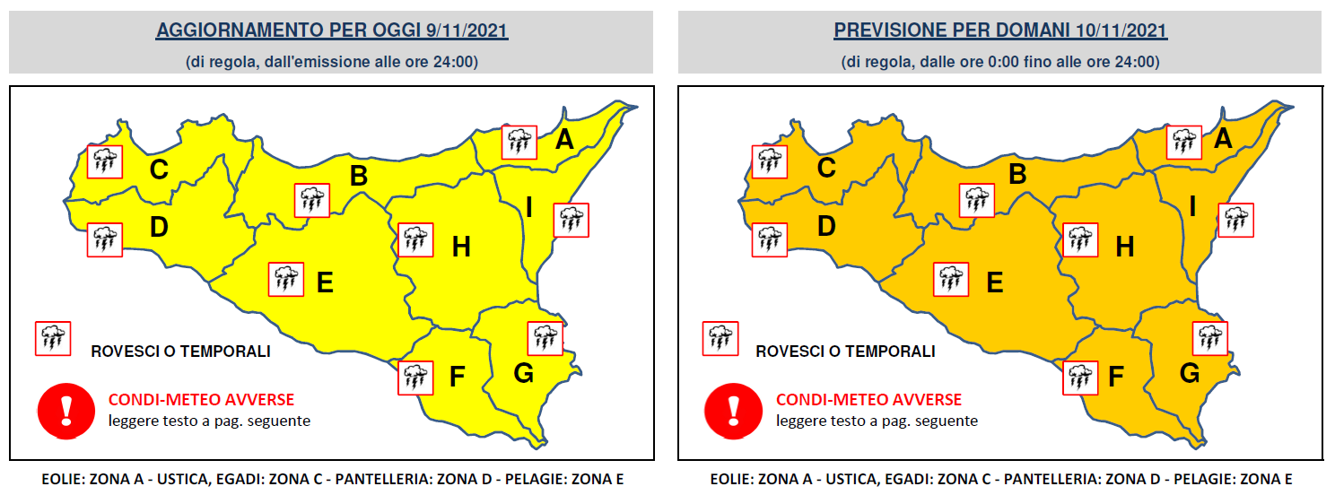 allerta arancione sicilia 10 novembre