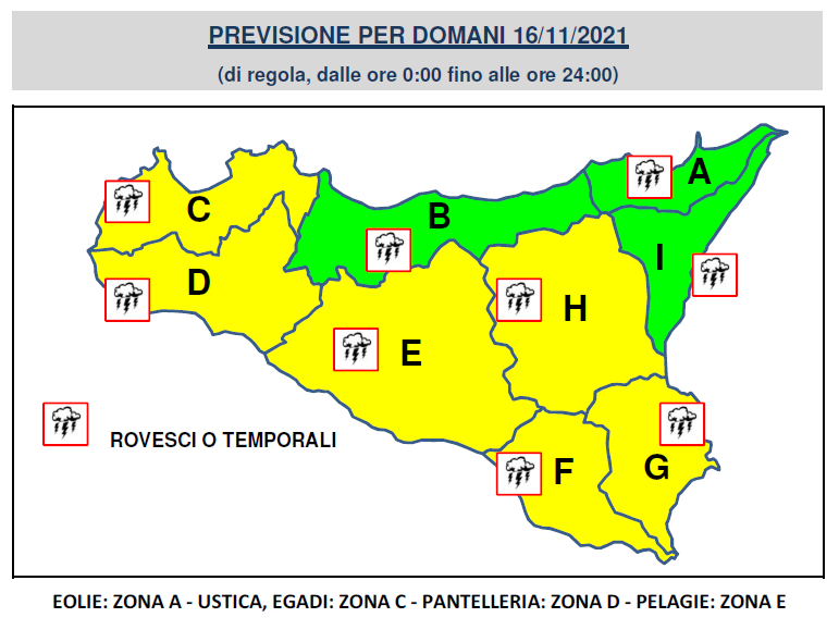 allerta meteo gialla sicilia 16 novembre