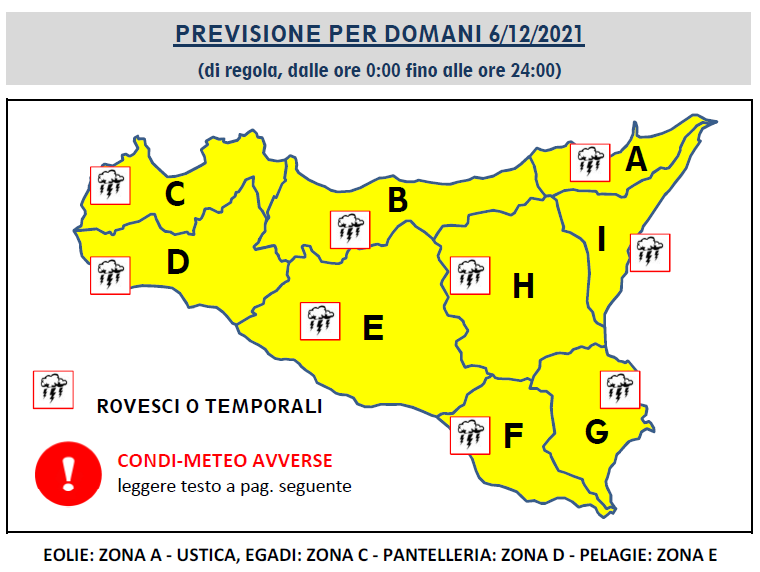 allerta meteo gialla 6 dicembre 