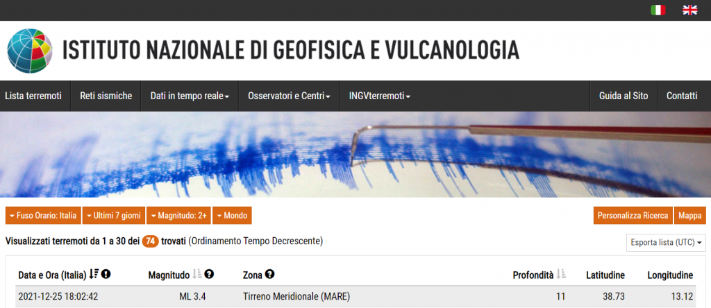 terremoto palermo INGV