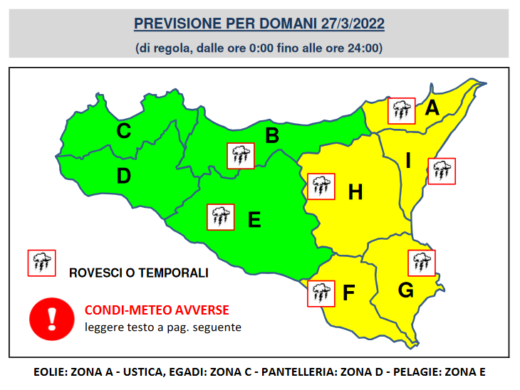 allerta gialla 27 marzo sicilia