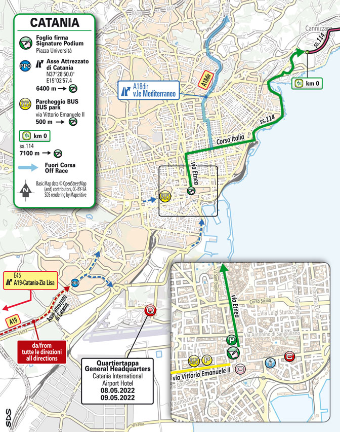 mappa Catania Giro d'Italia 2022