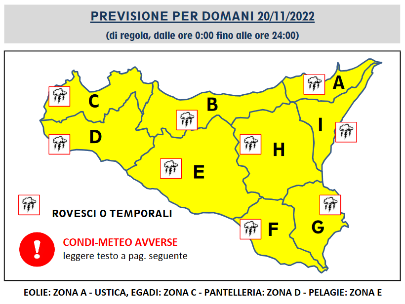 meteo sicilia allerta gialla 20 novembre