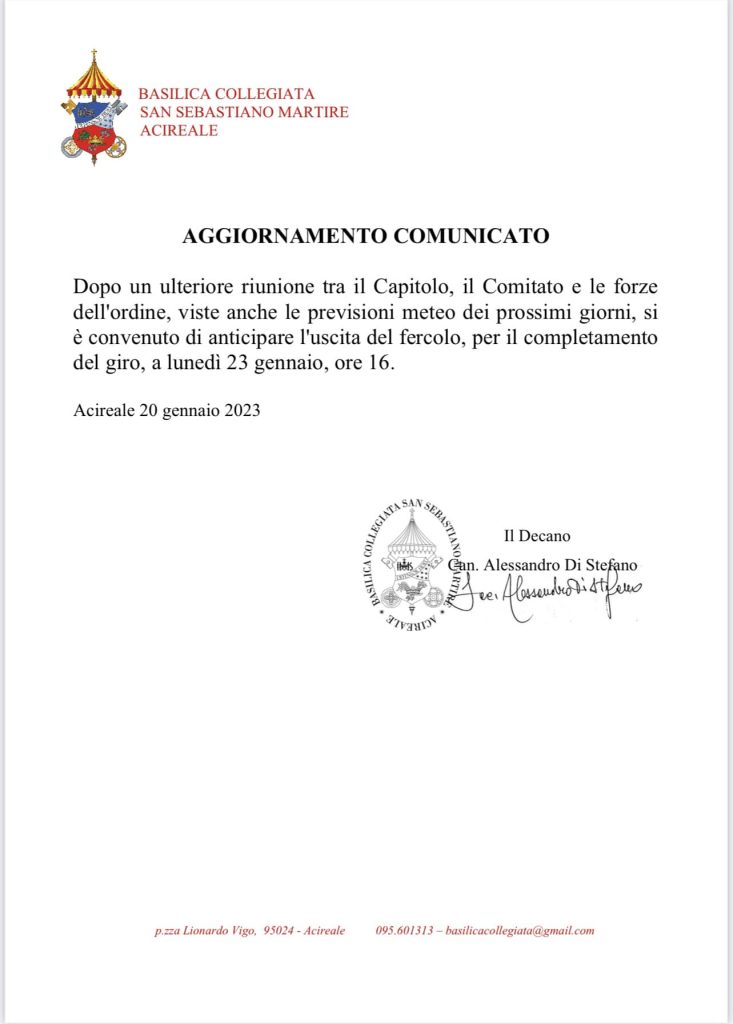 aggiornamento san sebastiano 2023