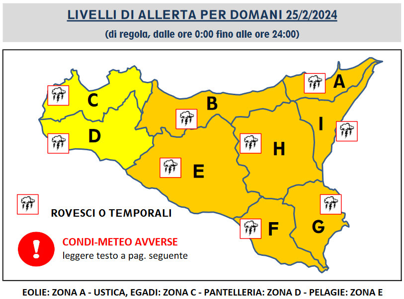 allerta meteo arancione 25 febbraio 2024