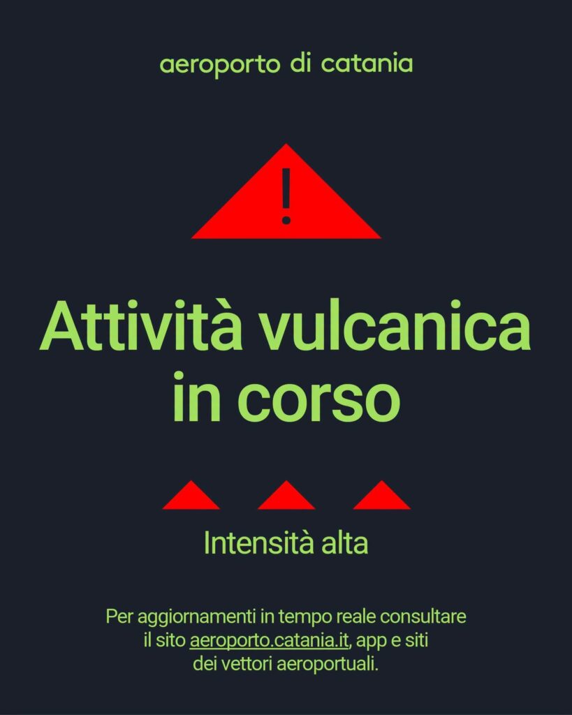etna aeroporto catania voli in arrivo sospesi
