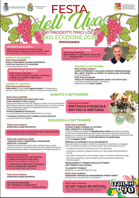 programma festa dell'uva licodia eubea